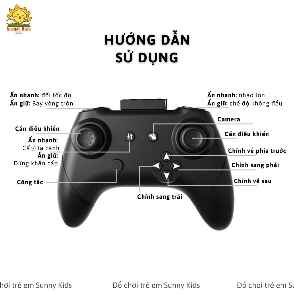 Drone Mini JJRC H118, Máy bay đồ chơi điều khiển từ xa ổn định, an toàn, kích thước gọn, đèn Led nhiều màu - Sunny Kids