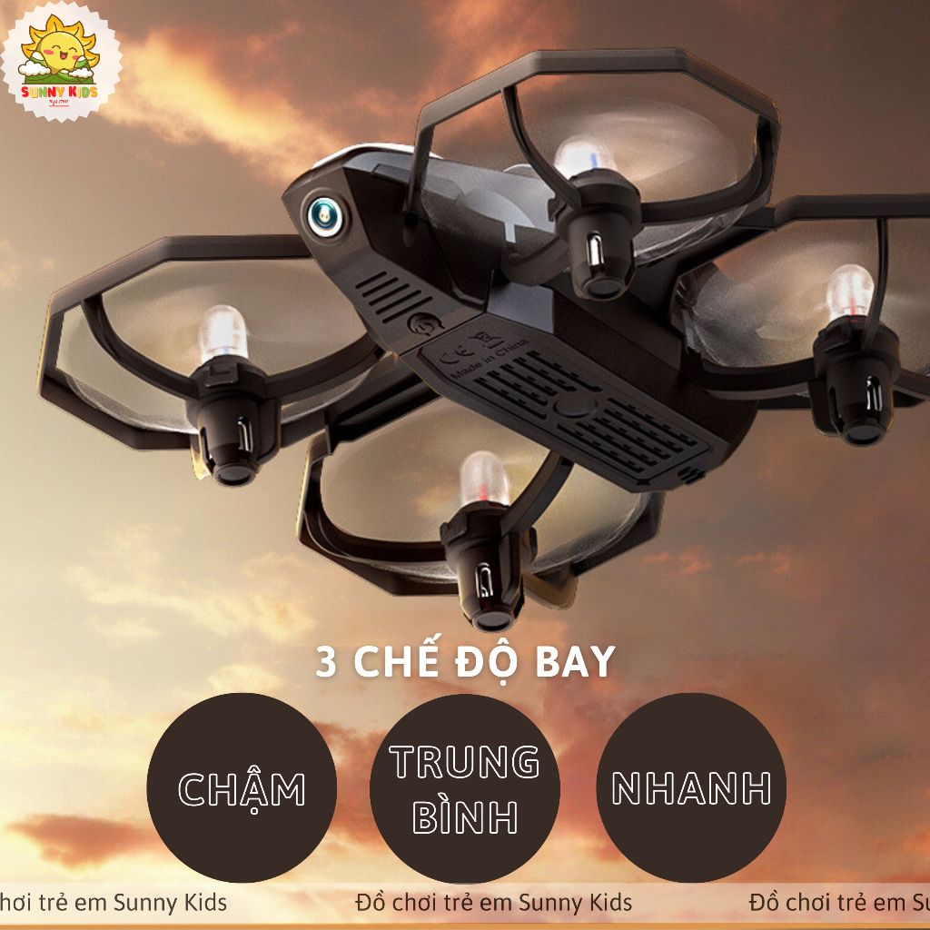 Drone Mini JJRC H118, Máy bay đồ chơi điều khiển từ xa ổn định, an toàn, kích thước gọn, đèn Led nhiều màu - Sunny Kids