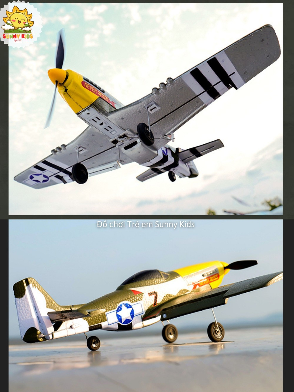 (4 KÊNH) Máy bay Điều khiển từ xa chuyên nghiệp P-51 MUSTANG W511, phạm vi 300m, 3 chế độ bay, tự cân bằng - Sunny Kids