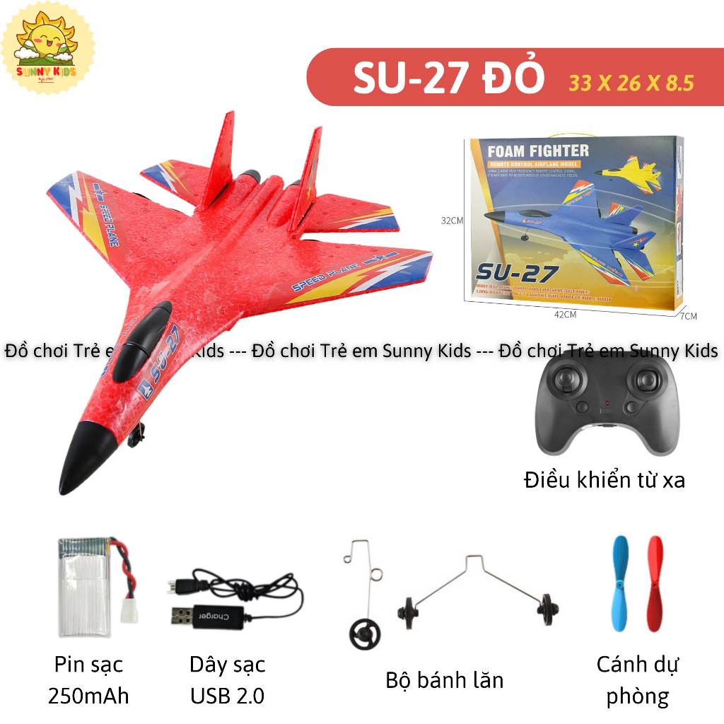 Máy bay chiến đấu F35 (HW39), Máy bay xốp điều khiển từ xa, Vòng bảo vệ cánh, Pin sạc, khoảng cách bay 100m - Sunny Kids