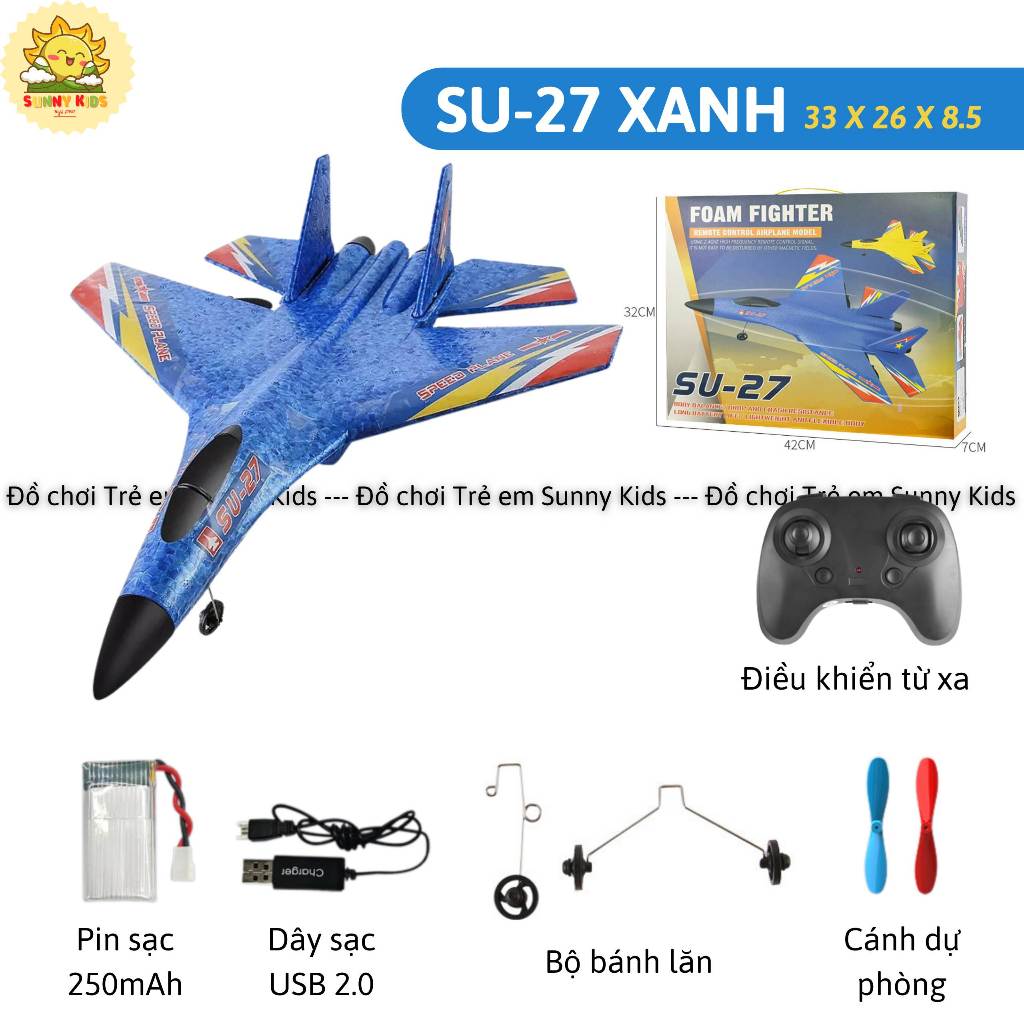 Máy bay chiến đấu F35 (HW39), Máy bay xốp điều khiển từ xa, Vòng bảo vệ cánh, Pin sạc, khoảng cách bay 100m - Sunny Kids