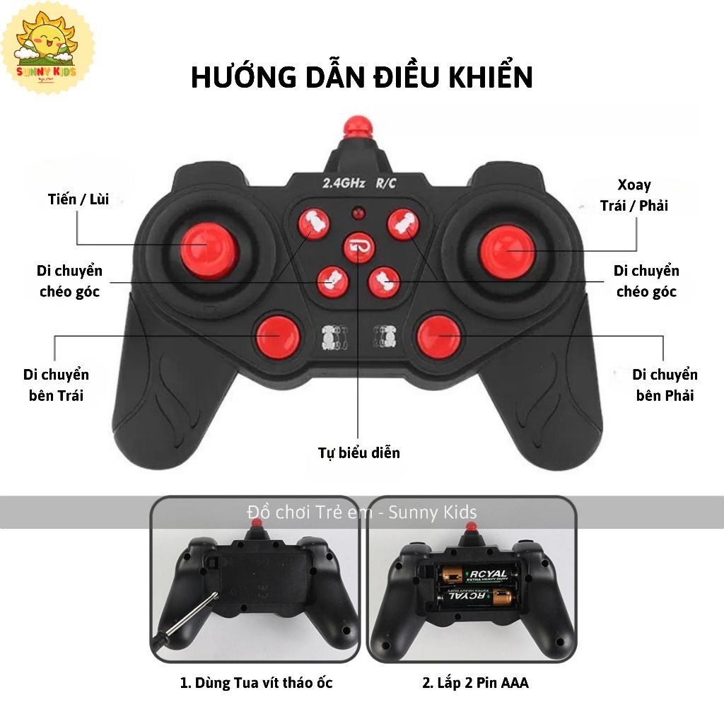 Xe Đồ Chơi STUNT SUV Xoay 360 Độ, Di Chuyển 8 Hướng, Điều Khiển Từ Xa, Đồng Hồ Cử Chỉ, Âm thanh, Ánh sáng - Sunny Kids