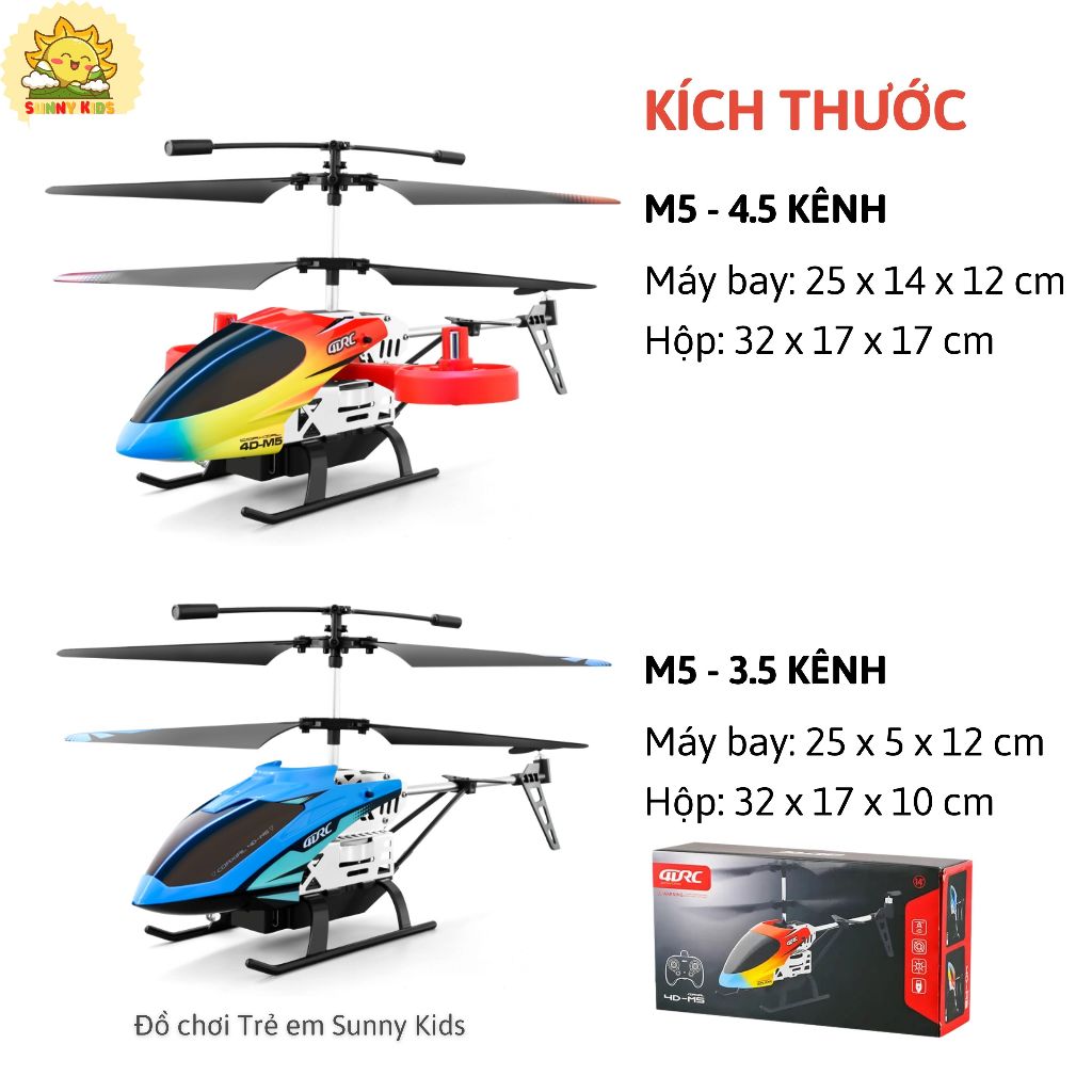 Máy Bay Trực Thăng Điều Khiển Từ Xa Cao Cấp 4DRC M5, 4.5 Kênh 6 Chiều, Máy Bay Đồ Chơi Cố Định Độ Cao - Sunny Kids