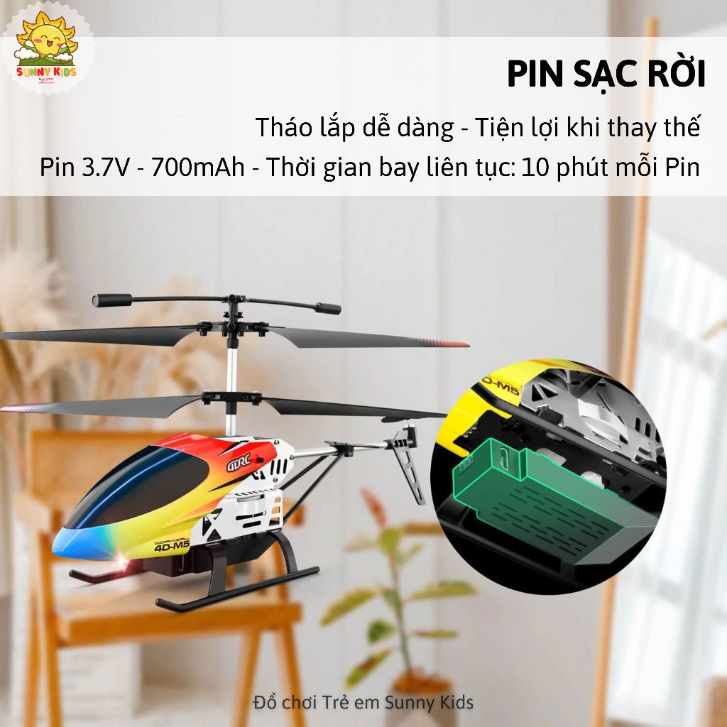 Máy Bay Trực Thăng Điều Khiển Từ Xa Cao Cấp 4DRC M5, 4.5 Kênh 6 Chiều, Máy Bay Đồ Chơi Cố Định Độ Cao - Sunny Kids