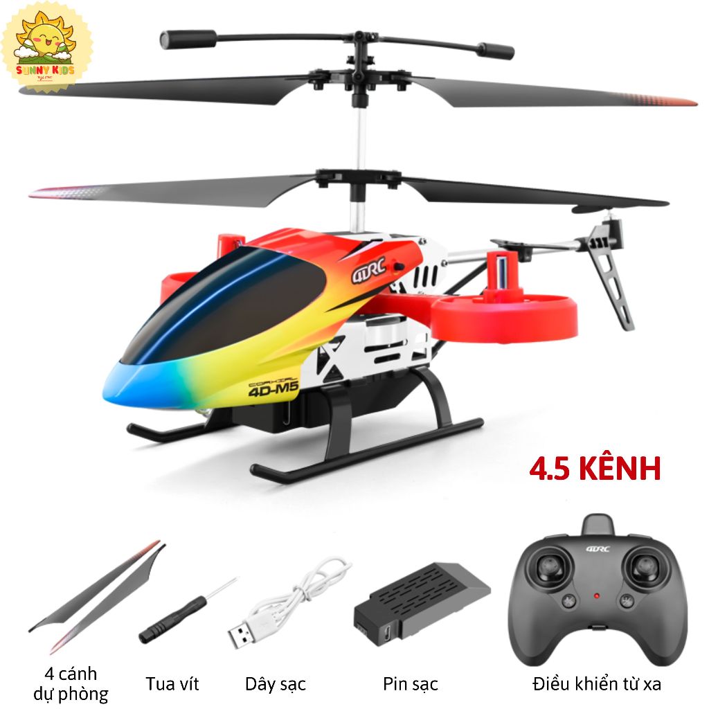 Máy Bay Trực Thăng Điều Khiển Từ Xa Cao Cấp 4DRC M5, 4.5 Kênh 6 Chiều, Máy Bay Đồ Chơi Cố Định Độ Cao - Sunny Kids