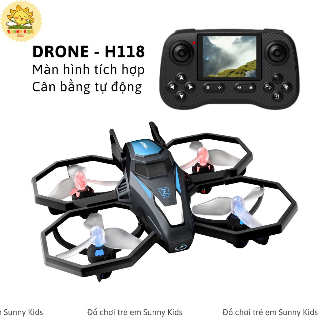 Drone Mini JJRC H118, Máy bay đồ chơi điều khiển từ xa ổn định, an toàn, kích thước gọn, đèn Led nhiều màu - Sunny Kids
