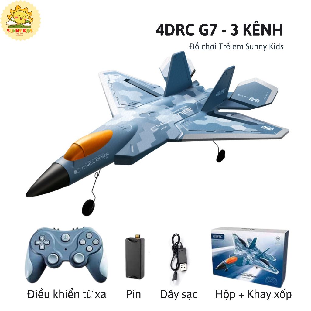 Máy Bay Điều Khiển Từ Xa 3 KÊNH 4DRC G7 Glider, Cánh Đuôi Chỉnh Điện Linh Hoạt, Hệ Thống Tự Hỗ Trợ Cân Bằng - Sunny Kids