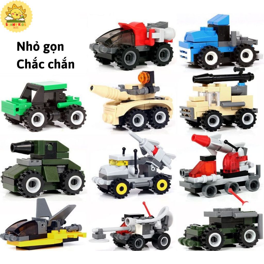 Đồ Chơi Lắp Ráp Hình Khối 2 IN 1, Kích Thước Nhỏ, Chi Tiết Chắc Chắn, Đồ Chơi Lắp Ghép Mô Hình Xe Ô Tô  - Sunny Kids