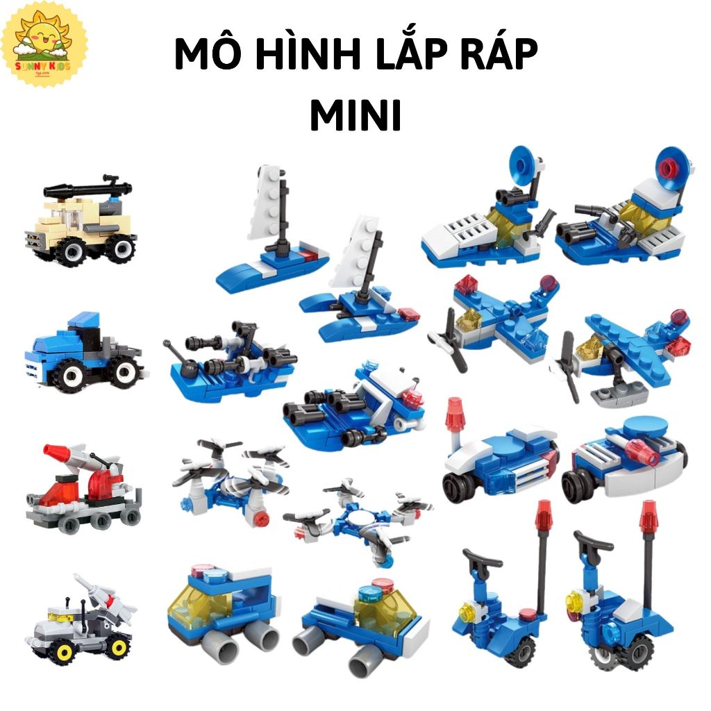 Đồ Chơi Lắp Ráp Hình Khối 2 IN 1, Kích Thước Nhỏ, Chi Tiết Chắc Chắn, Đồ Chơi Lắp Ghép Mô Hình Xe Ô Tô  - Sunny Kids