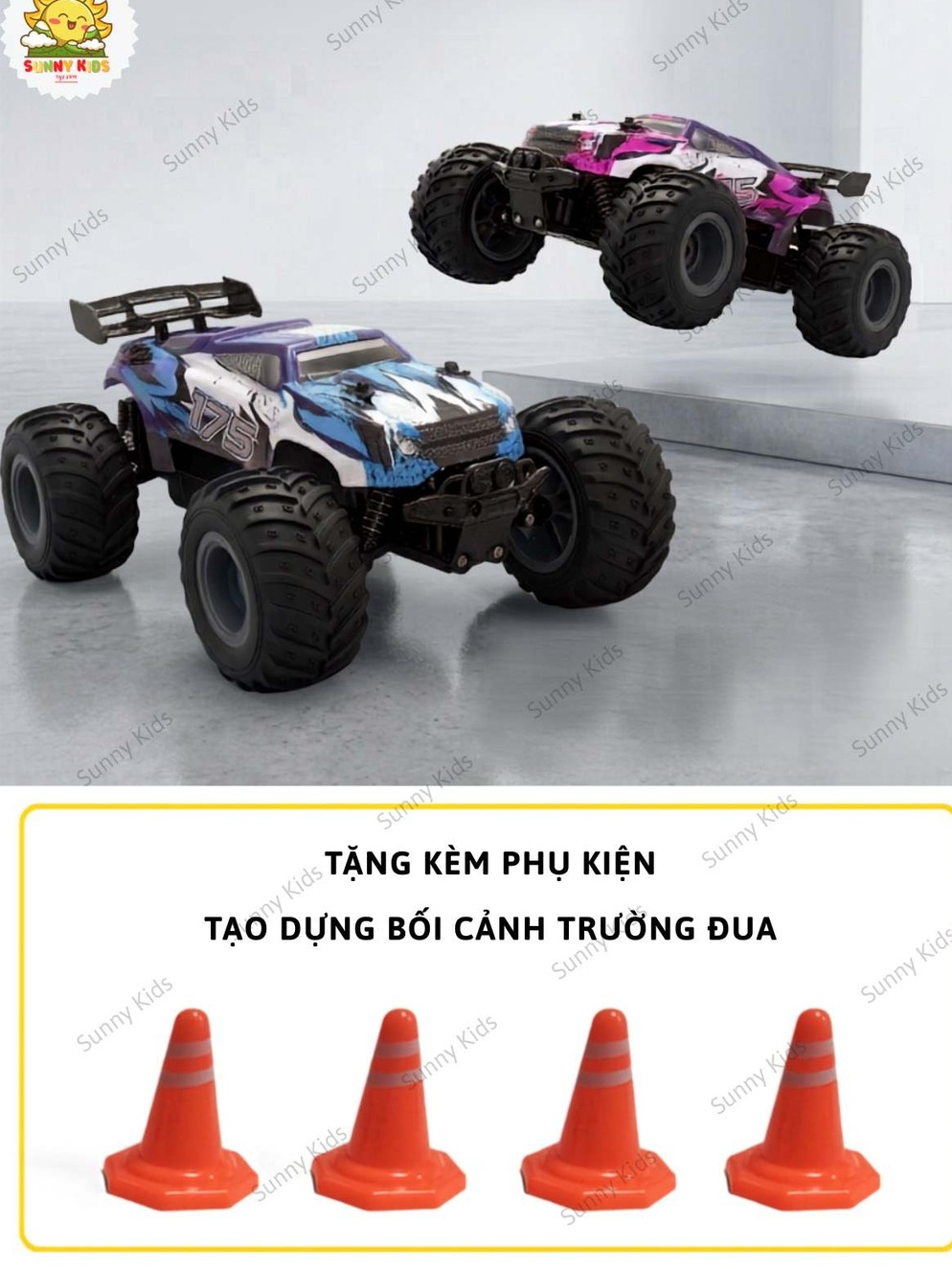 Xe Điều Khiển Từ Xa Q175, Động Cơ Chổi Than 260, Đèn LED Kép, Xe Địa Hình Chạy Nhanh, Bánh Cao Su, 2.4GHz - Sunny Kids