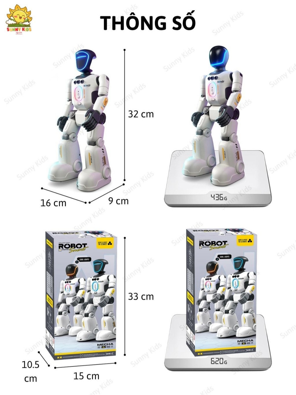 Đồ Chơi Robot Thông Minh R40 Lập Trình Tự Động, Robot Hình Người Điều Khiển Từ Xa Và Cảm Biến Chuyển Động - Sunny Kids