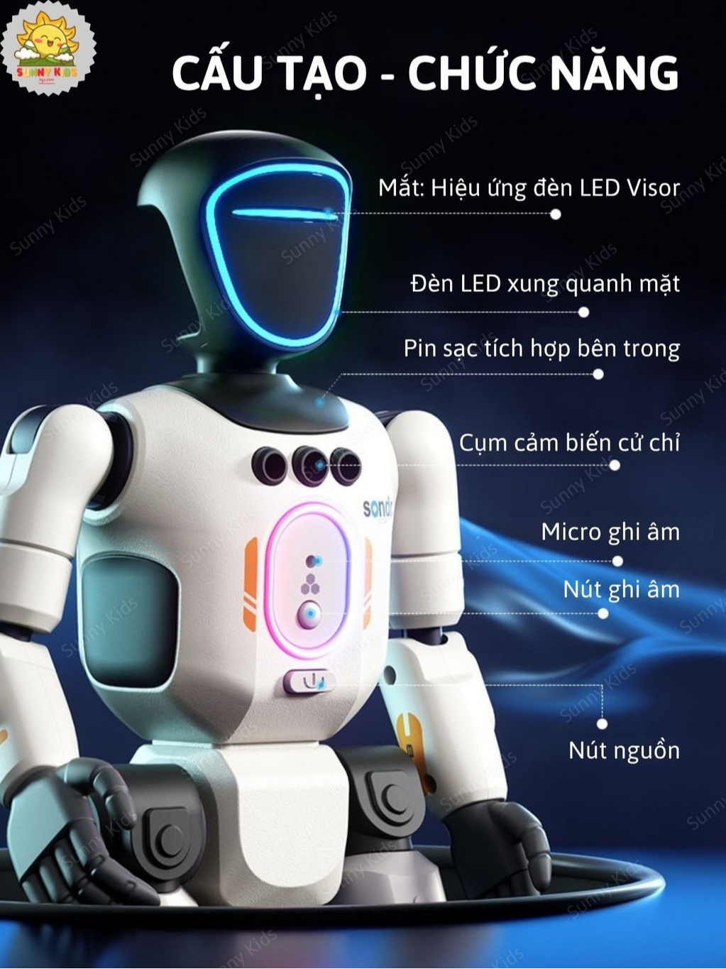 Đồ Chơi Robot Thông Minh R40 Lập Trình Tự Động, Robot Hình Người Điều Khiển Từ Xa Và Cảm Biến Chuyển Động - Sunny Kids