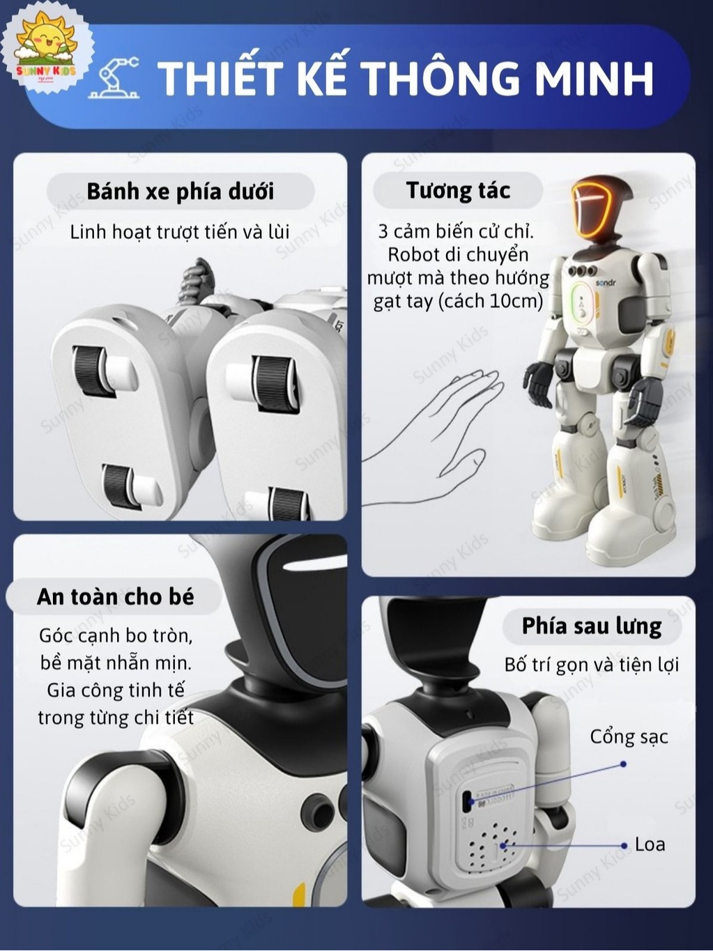 Đồ Chơi Robot Thông Minh R40 Lập Trình Tự Động, Robot Hình Người Điều Khiển Từ Xa Và Cảm Biến Chuyển Động - Sunny Kids