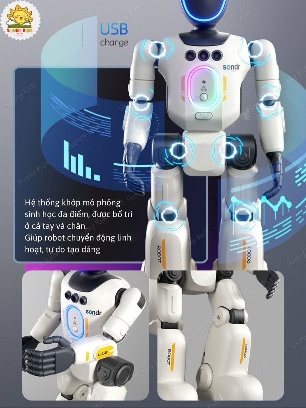 Đồ Chơi Robot Thông Minh R40 Lập Trình Tự Động, Robot Hình Người Điều Khiển Từ Xa Và Cảm Biến Chuyển Động - Sunny Kids