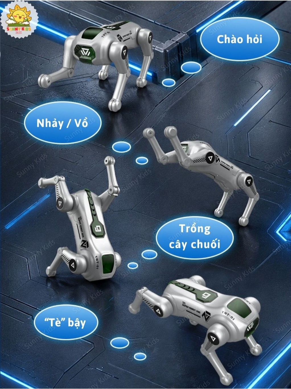Đồ Chơi Robot Chó R42 Nhào Lộn Và Di Chuyển Linh Hoạt, Nhiều Tư Thế Thú Vị, Điều Khiển Bằng Giọng Nói - Sunny Kids