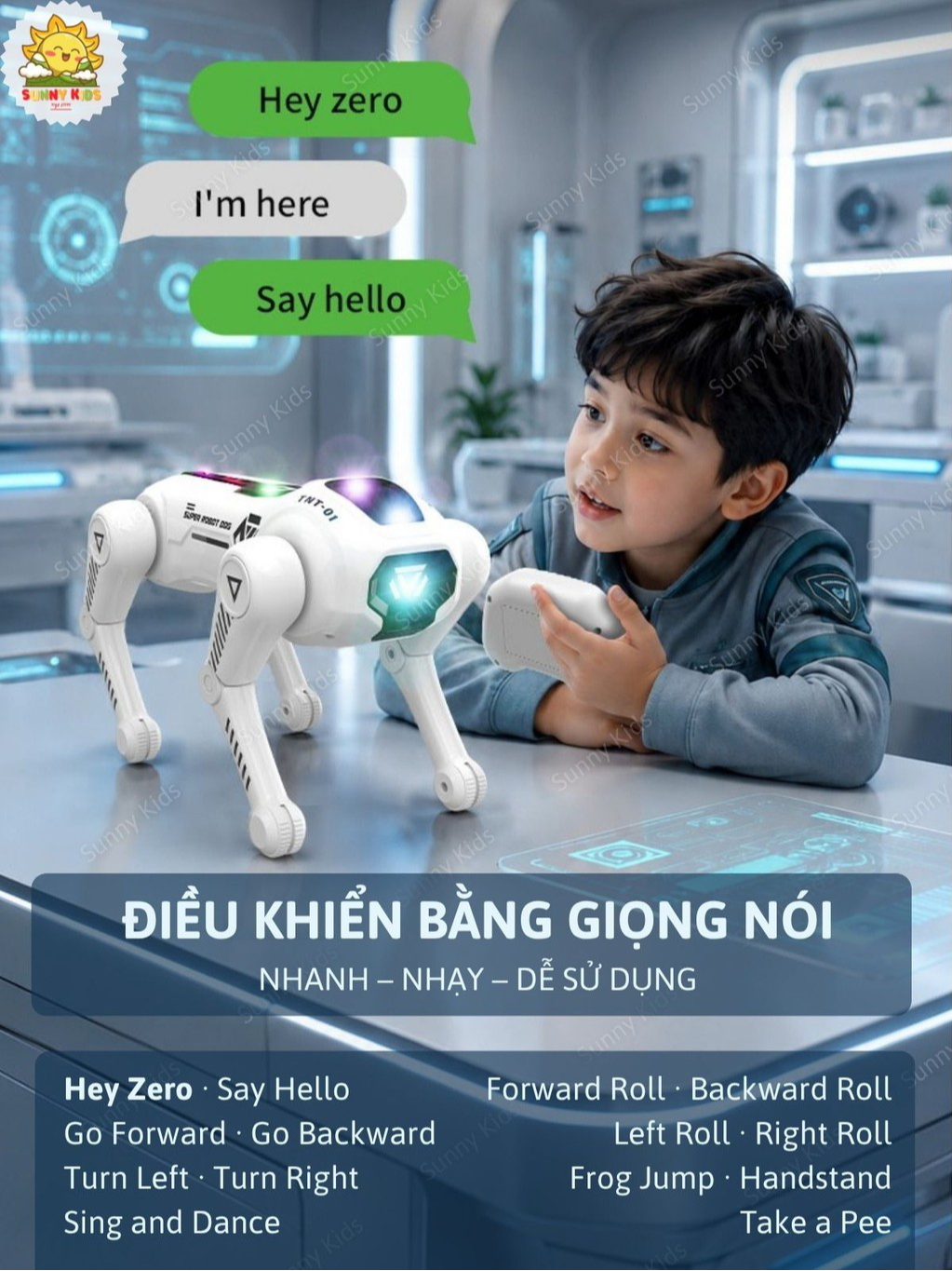 Đồ Chơi Robot Chó R42 Nhào Lộn Và Di Chuyển Linh Hoạt, Nhiều Tư Thế Thú Vị, Điều Khiển Bằng Giọng Nói - Sunny Kids