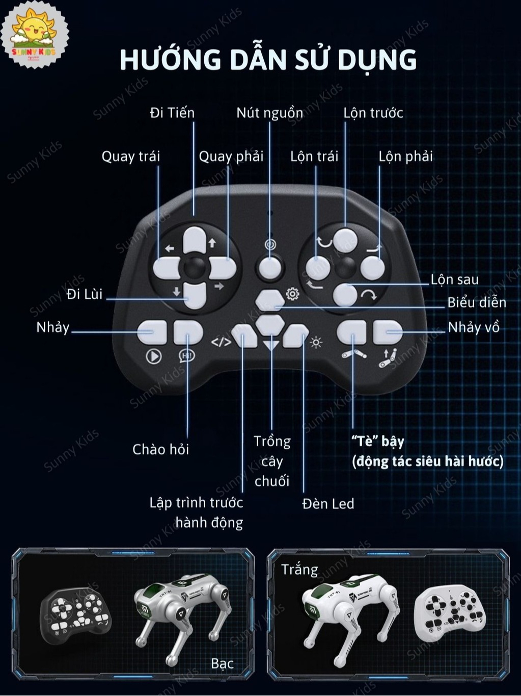 Đồ Chơi Robot Chó R42 Nhào Lộn Và Di Chuyển Linh Hoạt, Nhiều Tư Thế Thú Vị, Điều Khiển Bằng Giọng Nói - Sunny Kids