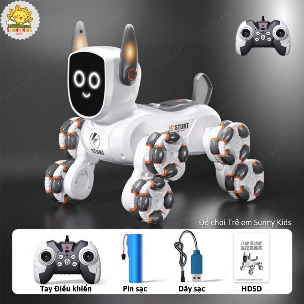 Chó Robot Điều Khiển Từ Xa Q193, 8 Bánh Xe Stunt, 4WD, Drift, Vượt Chướng Ngại Vật, Nhạc Đèn, Tự Biểu Diễn - Sunny Kids