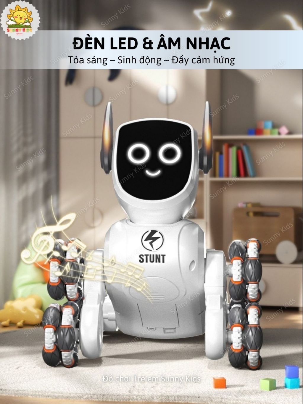 Chó Robot Điều Khiển Từ Xa Q193, 8 Bánh Xe Stunt, 4WD, Drift, Vượt Chướng Ngại Vật, Nhạc Đèn, Tự Biểu Diễn - Sunny Kids