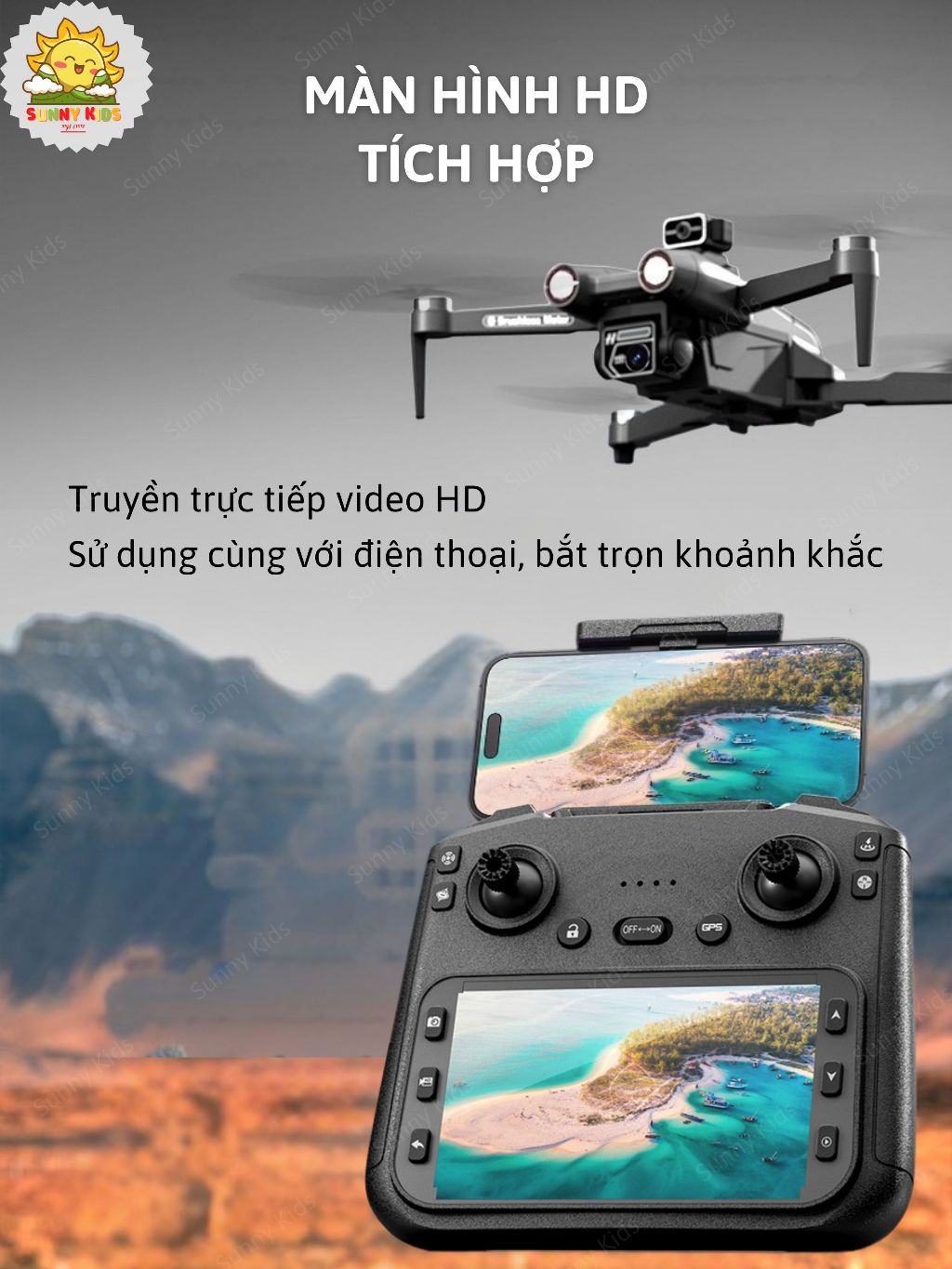 [GPS] Flycam JJRC X28 Pro 2025, Camera 1080p, Điều Khiển Tích Hợp Màn Hình HD, Tầm Bay 1000m, Tự Quay Về - Sunny Kids
