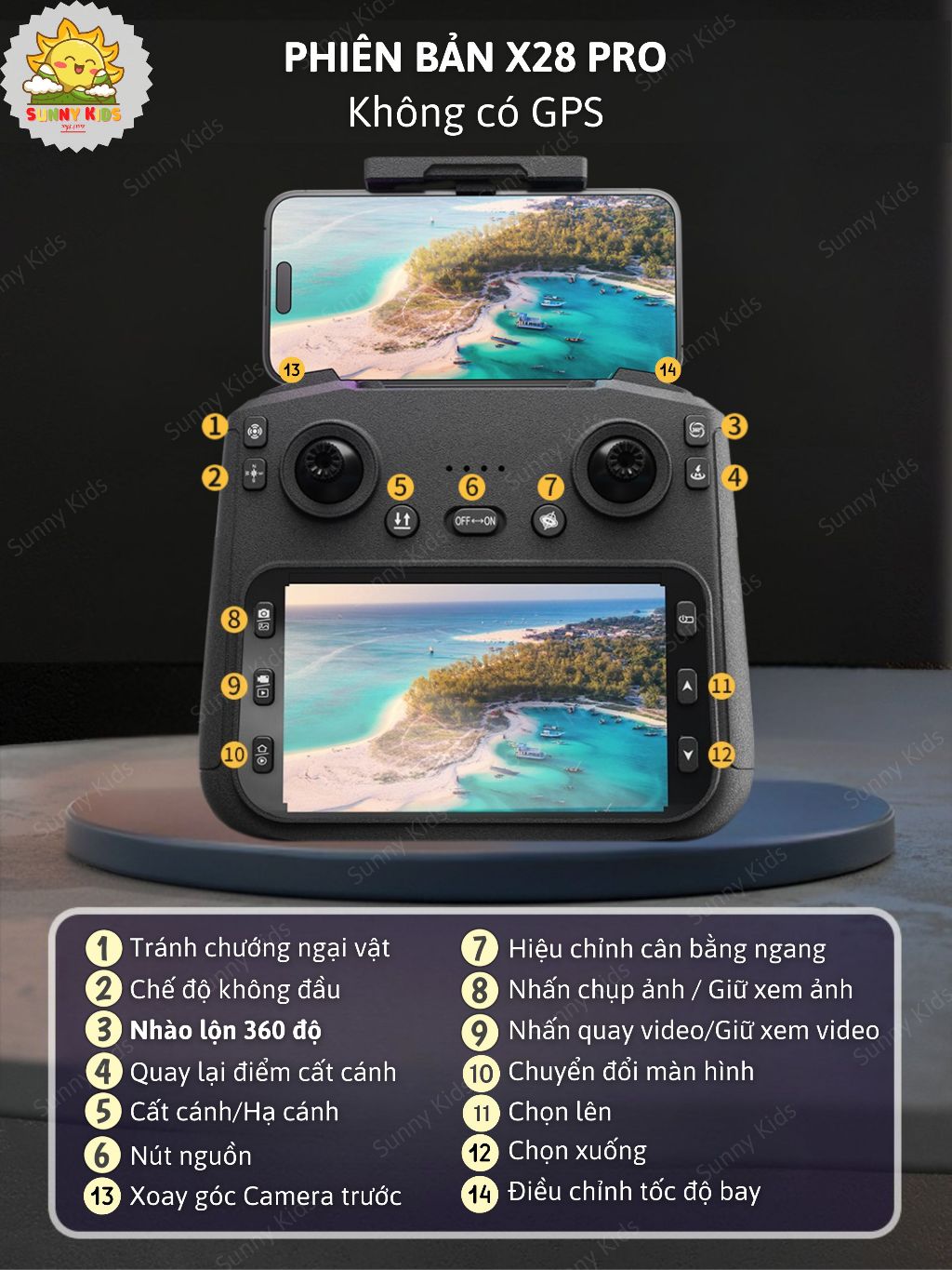 [GPS] Flycam JJRC X28 Pro 2025, Camera 1080p, Điều Khiển Tích Hợp Màn Hình HD, Tầm Bay 1000m, Tự Quay Về - Sunny Kids