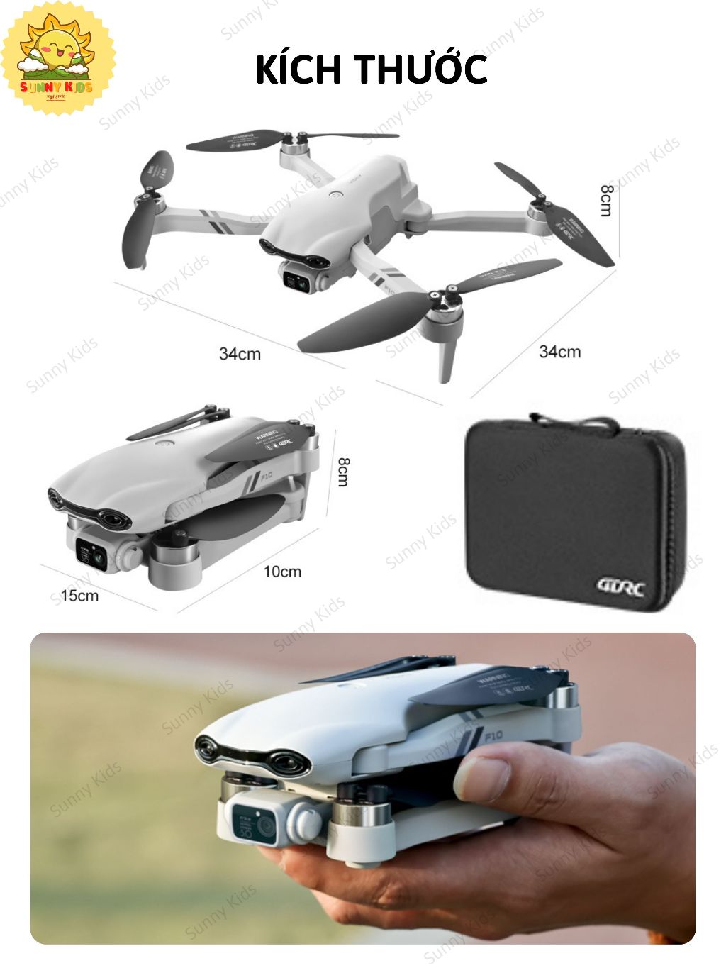 Drone 4DRC F10 Pro, Định Vị GPS Tự Quay Về Khi Mất Sóng, Flycam Giá Rẻ Có Camera Kép Xoay 90°, Bay Xa 1000m - Sunny Kids