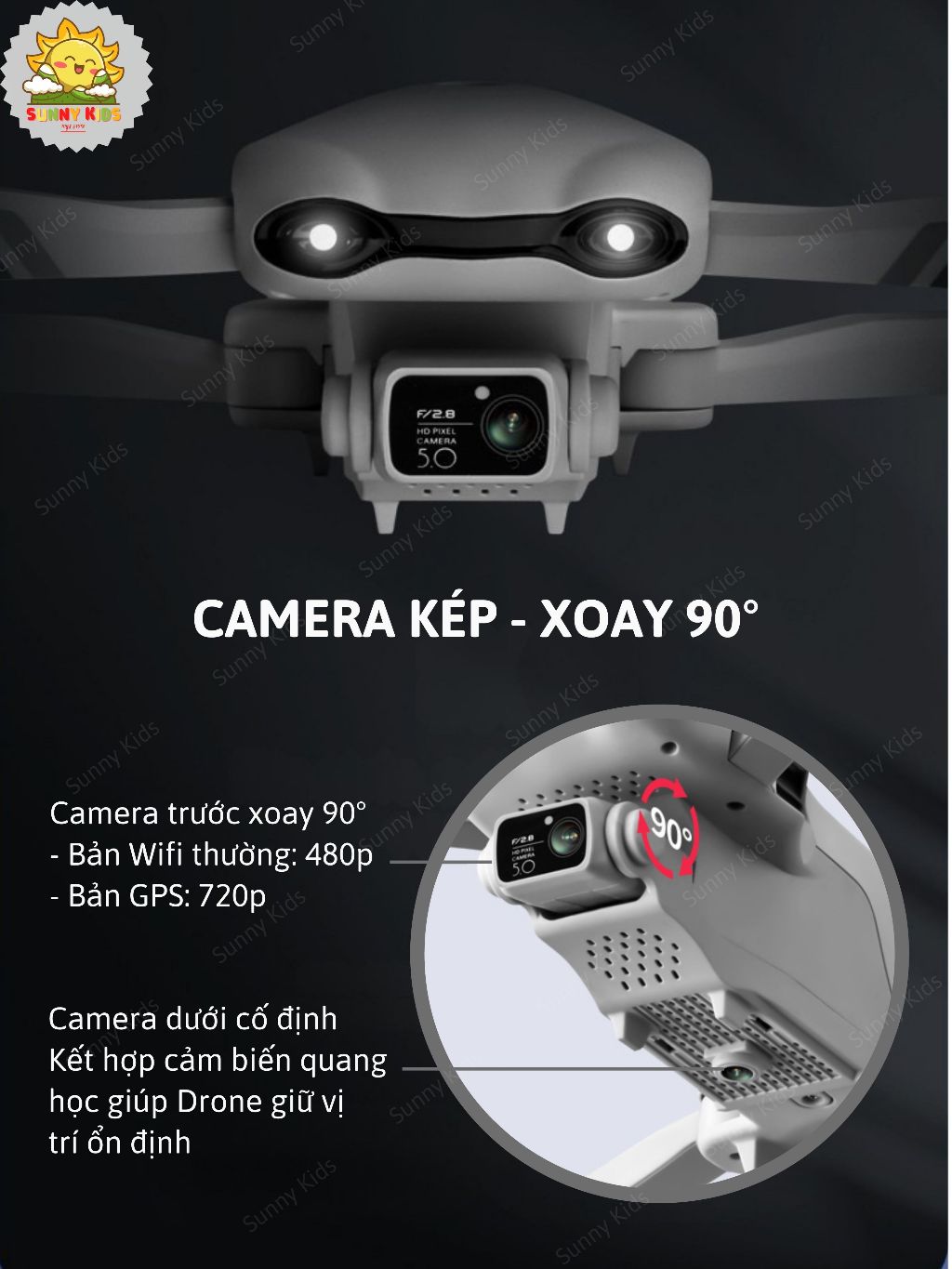 Drone 4DRC F10 Pro, Định Vị GPS Tự Quay Về Khi Mất Sóng, Flycam Giá Rẻ Có Camera Kép Xoay 90°, Bay Xa 1000m - Sunny Kids