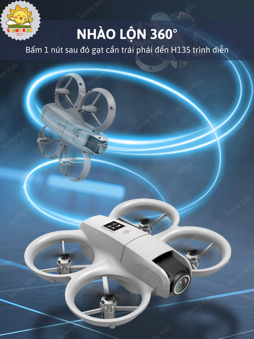 Flycam Mini H135, Camera 480p, Xoay Góc 90°, Đèn LED Nổi Bật, Máy Bay Đồ Chơi Nhào Lộn, Bay Linh Hoạt  - Sunny Kids