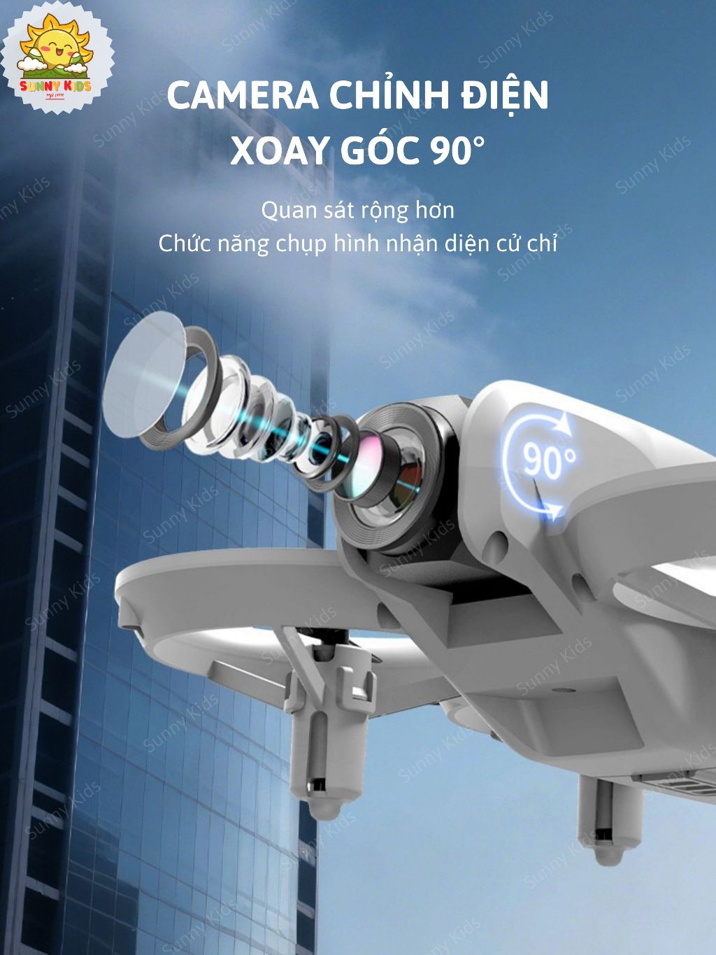 Flycam Mini H135, Camera 480p, Xoay Góc 90°, Đèn LED Nổi Bật, Máy Bay Đồ Chơi Nhào Lộn, Bay Linh Hoạt  - Sunny Kids
