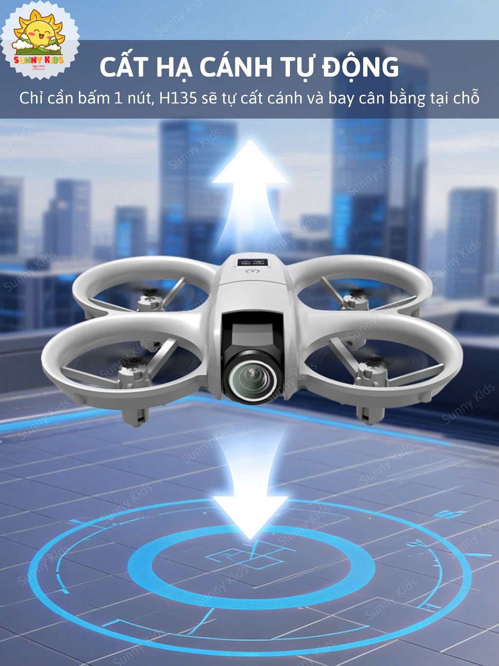 Flycam Mini H135, Camera 480p, Xoay Góc 90°, Đèn LED Nổi Bật, Máy Bay Đồ Chơi Nhào Lộn, Bay Linh Hoạt  - Sunny Kids