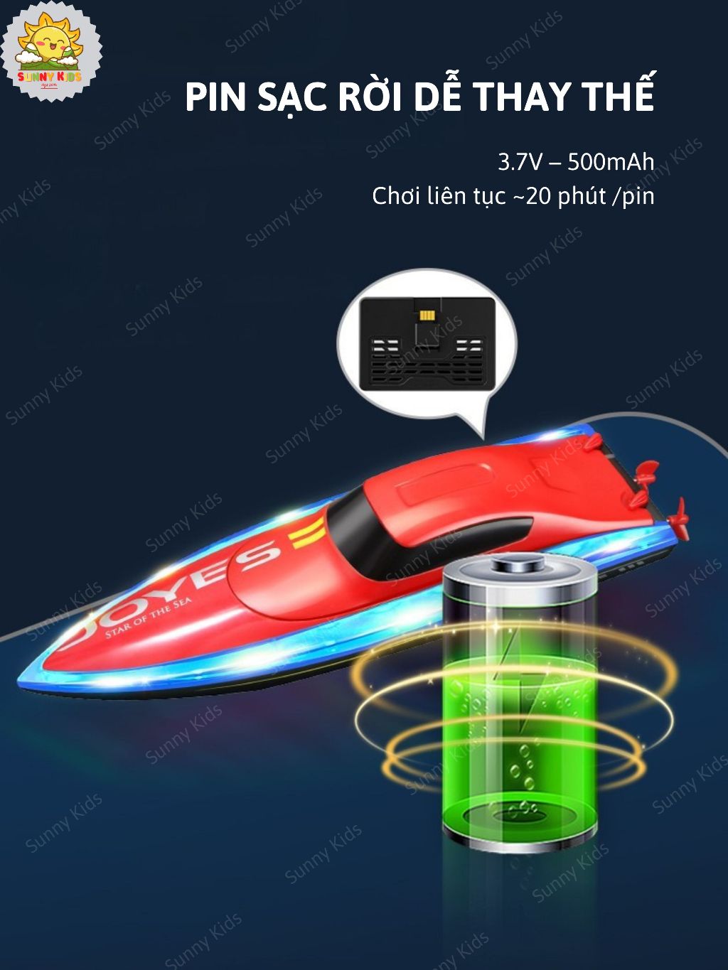 Đồ Chơi Ca Nô Điều Khiển Từ Xa 4D-S7, Kiểu Dáng Thể Thao, Chống Nước Bền Bỉ, Đèn Viền Sáng Đẹp Mắt - Sunny Kids