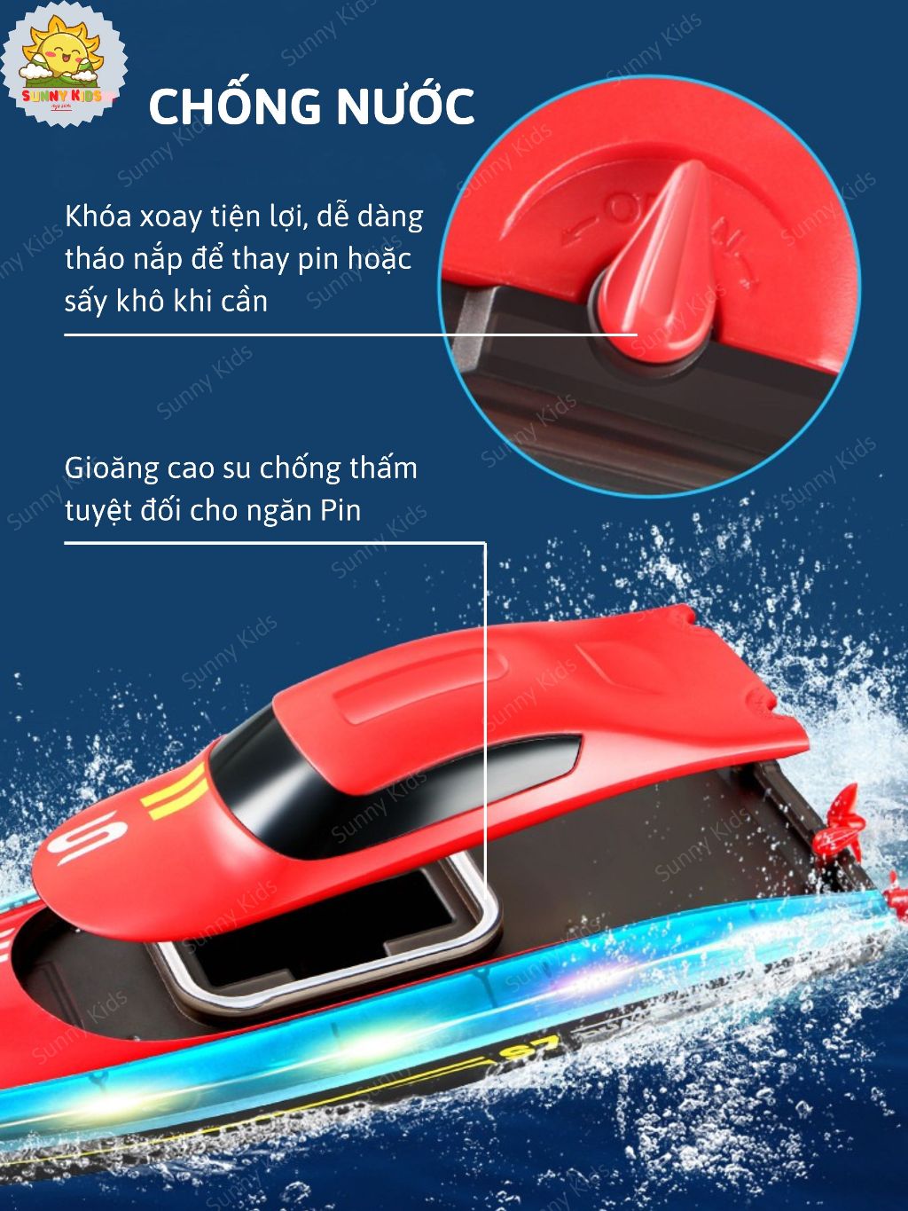 Đồ Chơi Ca Nô Điều Khiển Từ Xa 4D-S7, Kiểu Dáng Thể Thao, Chống Nước Bền Bỉ, Đèn Viền Sáng Đẹp Mắt - Sunny Kids
