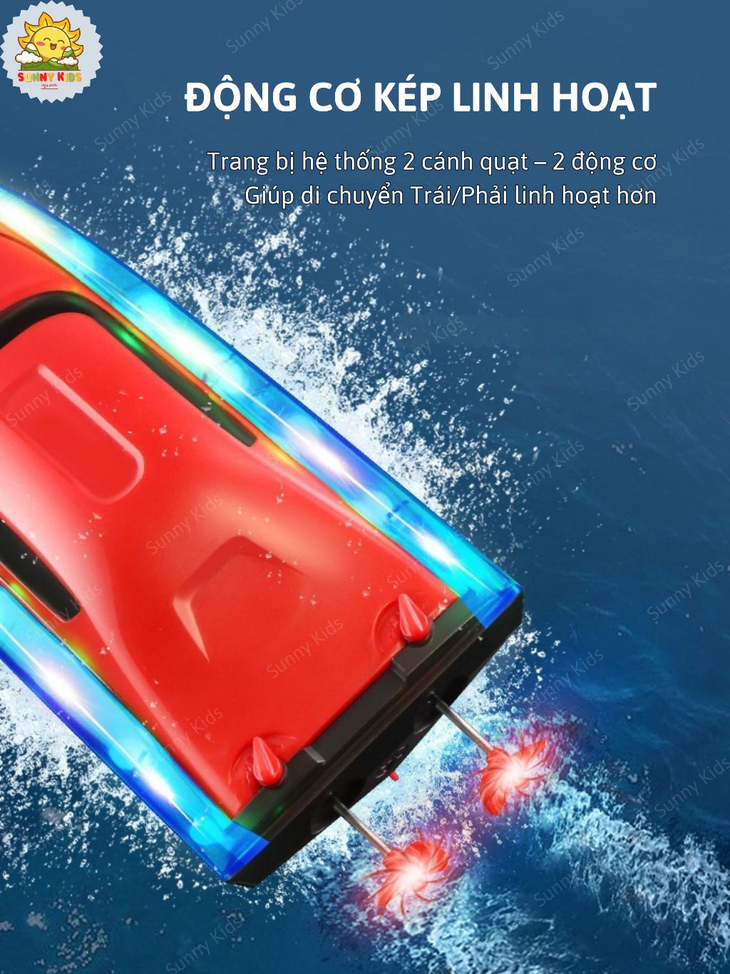 Đồ Chơi Ca Nô Điều Khiển Từ Xa 4D-S7, Kiểu Dáng Thể Thao, Chống Nước Bền Bỉ, Đèn Viền Sáng Đẹp Mắt - Sunny Kids