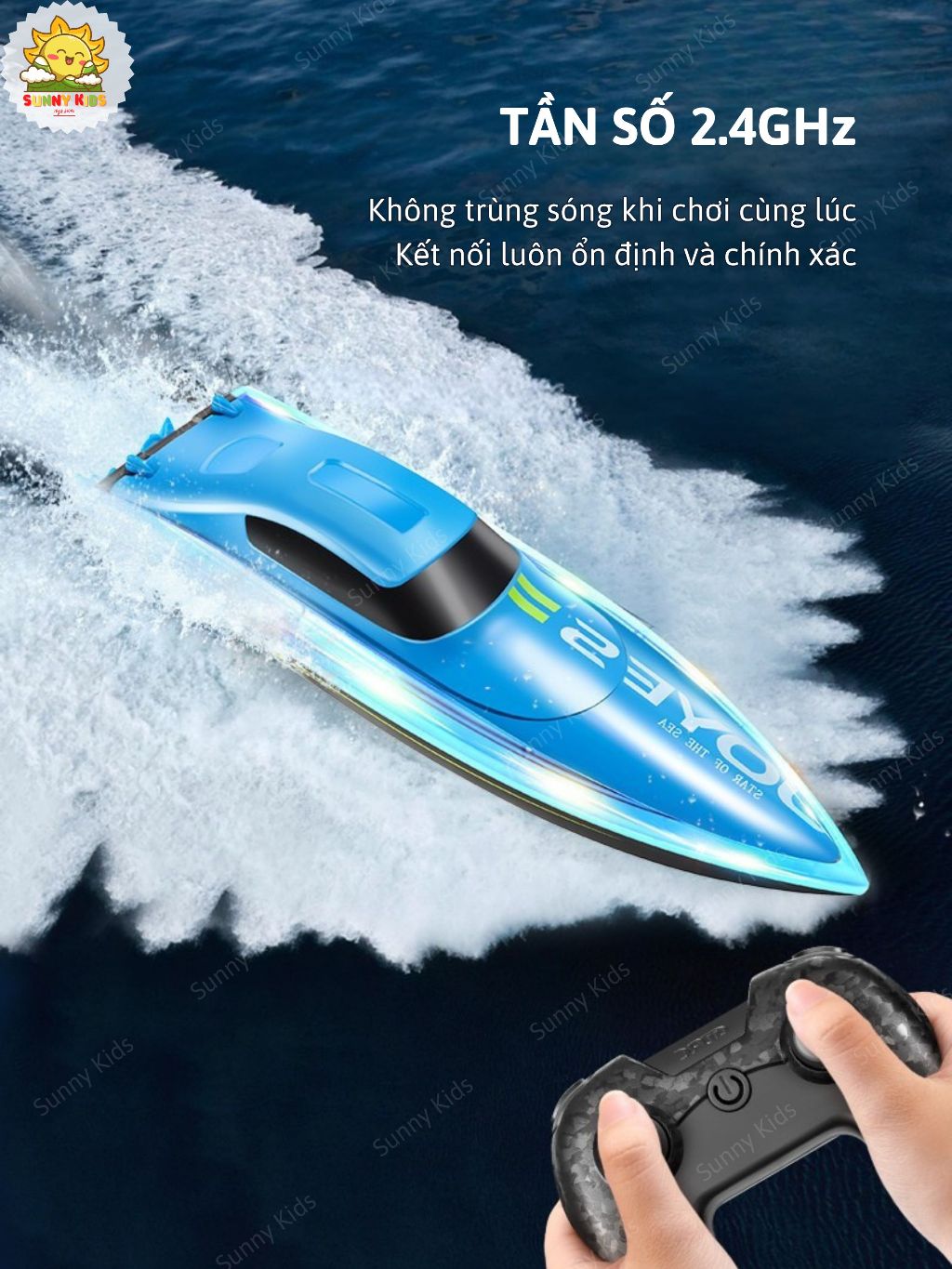 Đồ Chơi Ca Nô Điều Khiển Từ Xa 4D-S7, Kiểu Dáng Thể Thao, Chống Nước Bền Bỉ, Đèn Viền Sáng Đẹp Mắt - Sunny Kids