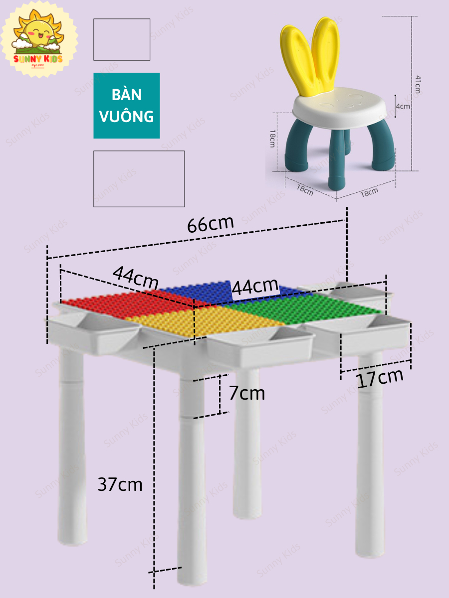 Bộ Bàn Xếp Hình Đồ Chơi Đa Năng 515 Chi Tiết – Lắp Ráp Sáng Tạo Giúp Bé Vừa Học Vừa Chơi, Phát Triển Tư Duy - Sunny Kids