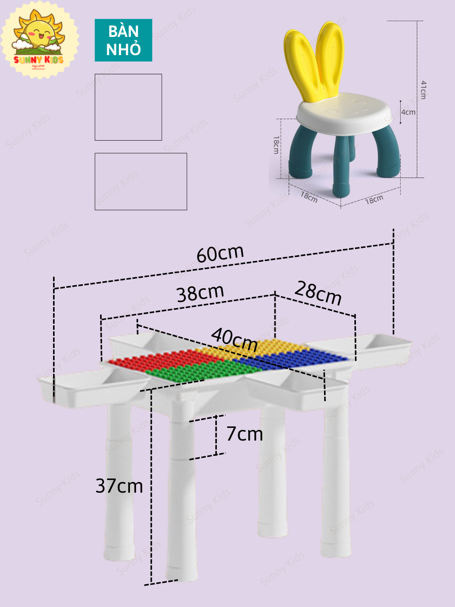 Bộ Bàn Xếp Hình Đồ Chơi Đa Năng 515 Chi Tiết – Lắp Ráp Sáng Tạo Giúp Bé Vừa Học Vừa Chơi, Phát Triển Tư Duy - Sunny Kids