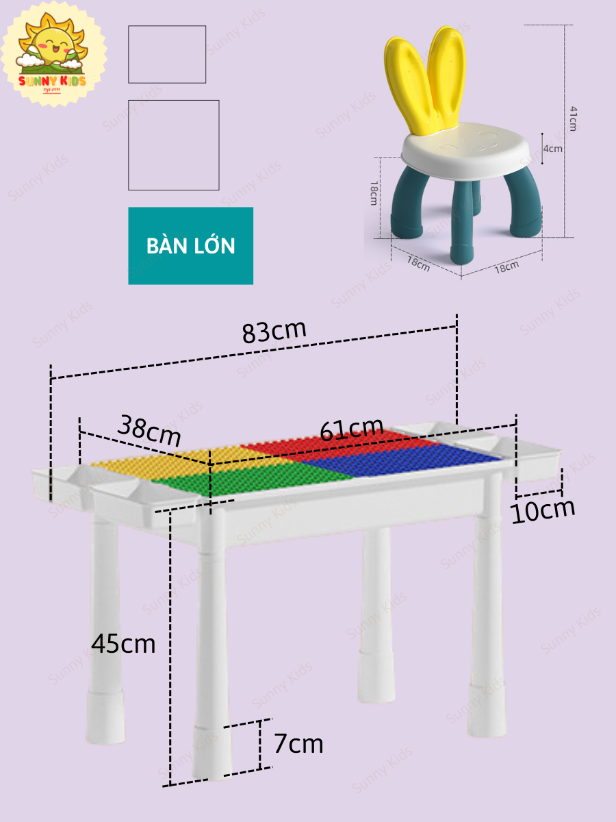 Bộ Bàn Xếp Hình Đồ Chơi Đa Năng 515 Chi Tiết – Lắp Ráp Sáng Tạo Giúp Bé Vừa Học Vừa Chơi, Phát Triển Tư Duy - Sunny Kids