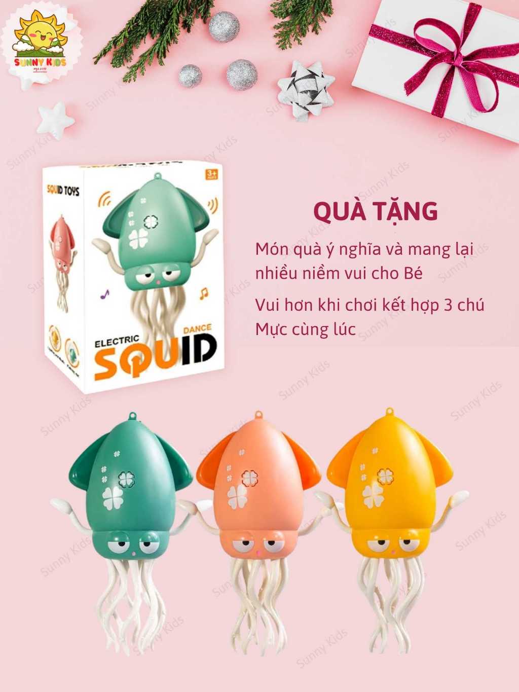 Đồ Chơi Con Mực Khiêu Vũ Thông Minh, Cảm Biến Tránh Vật Cản, Đèn LED Và Nhạc Vui Nhộn, Pin Sạc Type-C – Sunny Kids