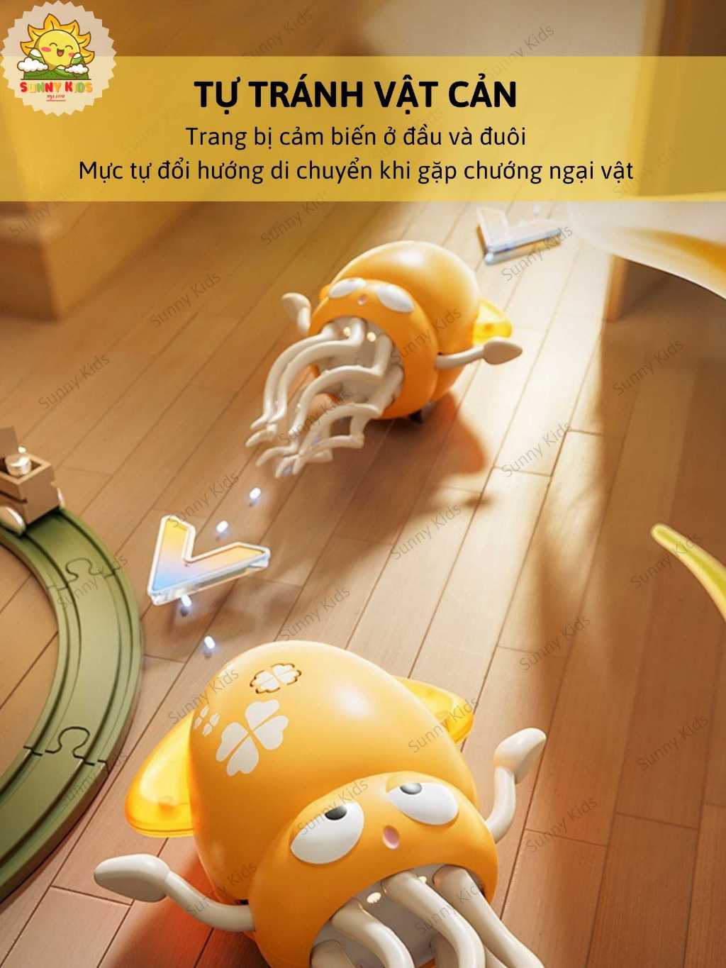 Đồ Chơi Con Mực Khiêu Vũ Thông Minh, Cảm Biến Tránh Vật Cản, Đèn LED Và Nhạc Vui Nhộn, Pin Sạc Type-C – Sunny Kids