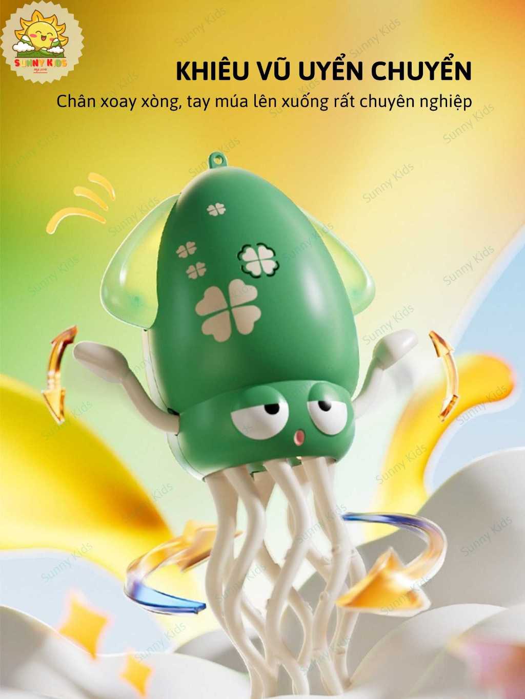Đồ Chơi Con Mực Khiêu Vũ Thông Minh, Cảm Biến Tránh Vật Cản, Đèn LED Và Nhạc Vui Nhộn, Pin Sạc Type-C – Sunny Kids