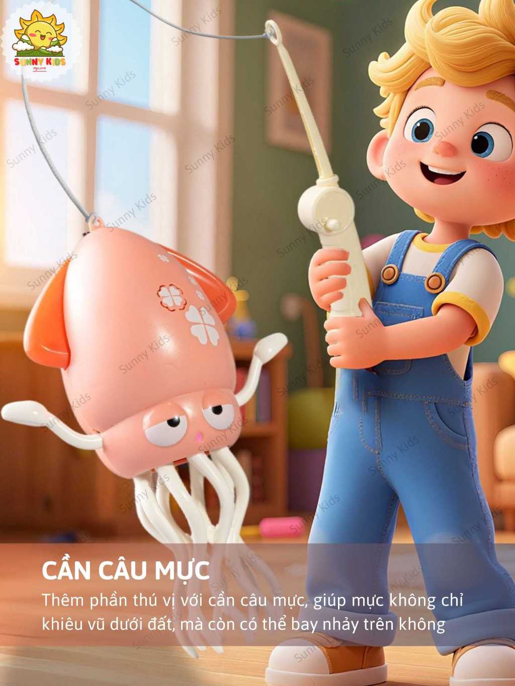 Đồ Chơi Con Mực Khiêu Vũ Thông Minh, Cảm Biến Tránh Vật Cản, Đèn LED Và Nhạc Vui Nhộn, Pin Sạc Type-C – Sunny Kids