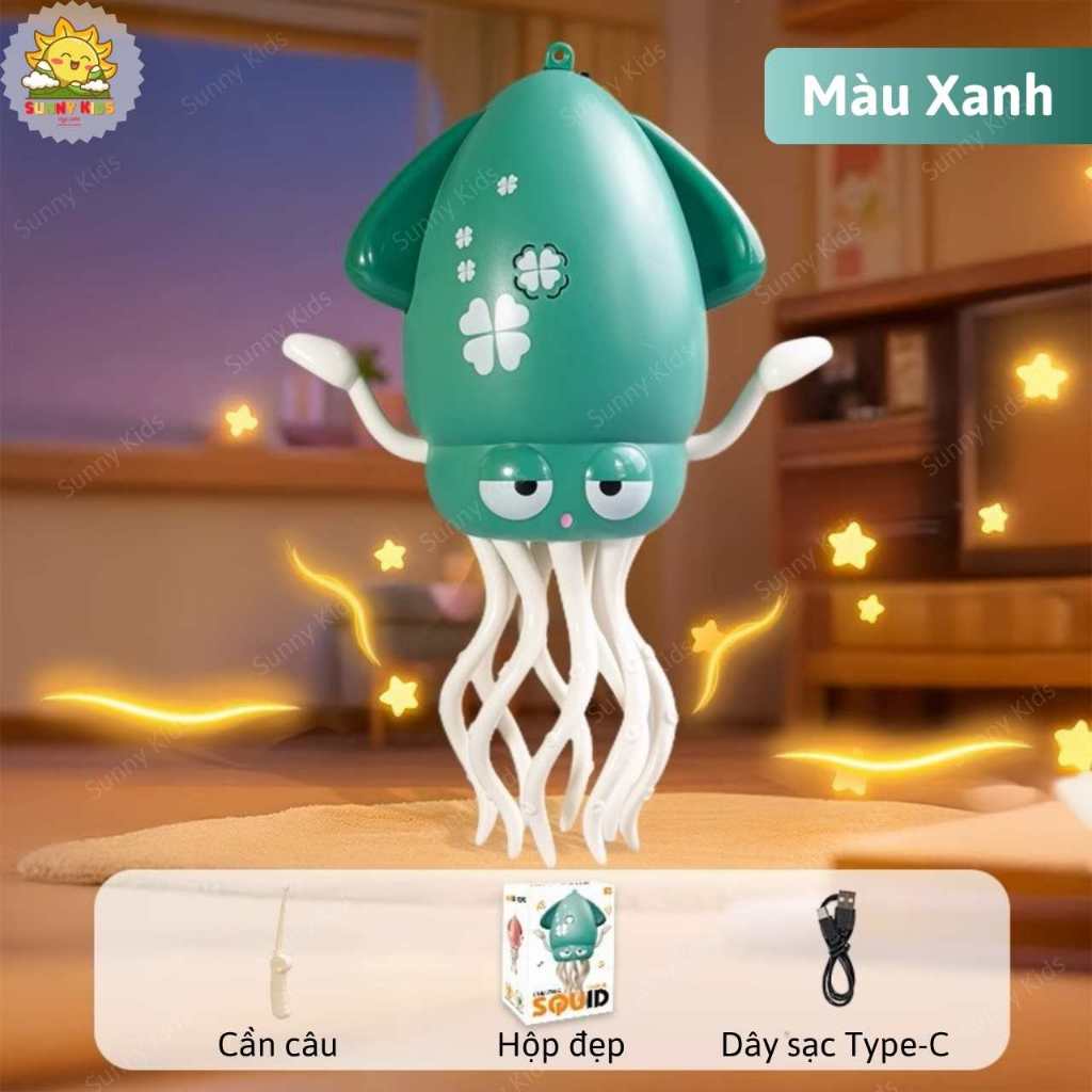 Đồ Chơi Con Mực Khiêu Vũ Thông Minh, Cảm Biến Tránh Vật Cản, Đèn LED Và Nhạc Vui Nhộn, Pin Sạc Type-C – Sunny Kids