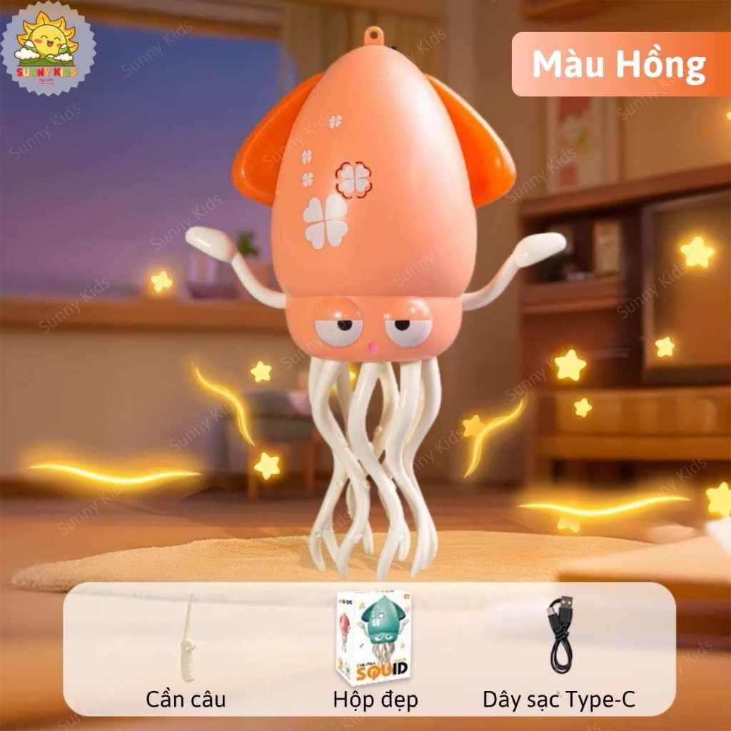 Đồ Chơi Con Mực Khiêu Vũ Thông Minh, Cảm Biến Tránh Vật Cản, Đèn LED Và Nhạc Vui Nhộn, Pin Sạc Type-C – Sunny Kids