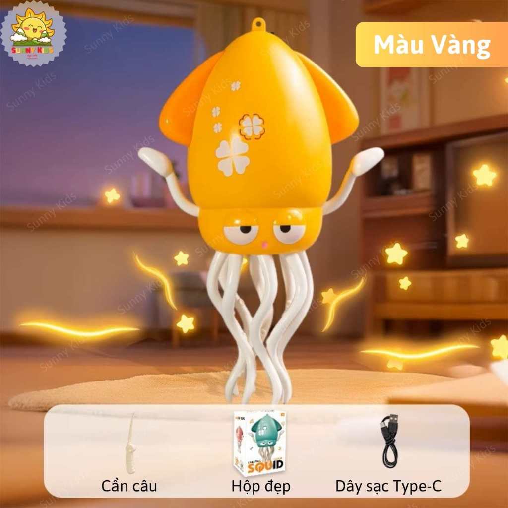 Đồ Chơi Con Mực Khiêu Vũ Thông Minh, Cảm Biến Tránh Vật Cản, Đèn LED Và Nhạc Vui Nhộn, Pin Sạc Type-C – Sunny Kids