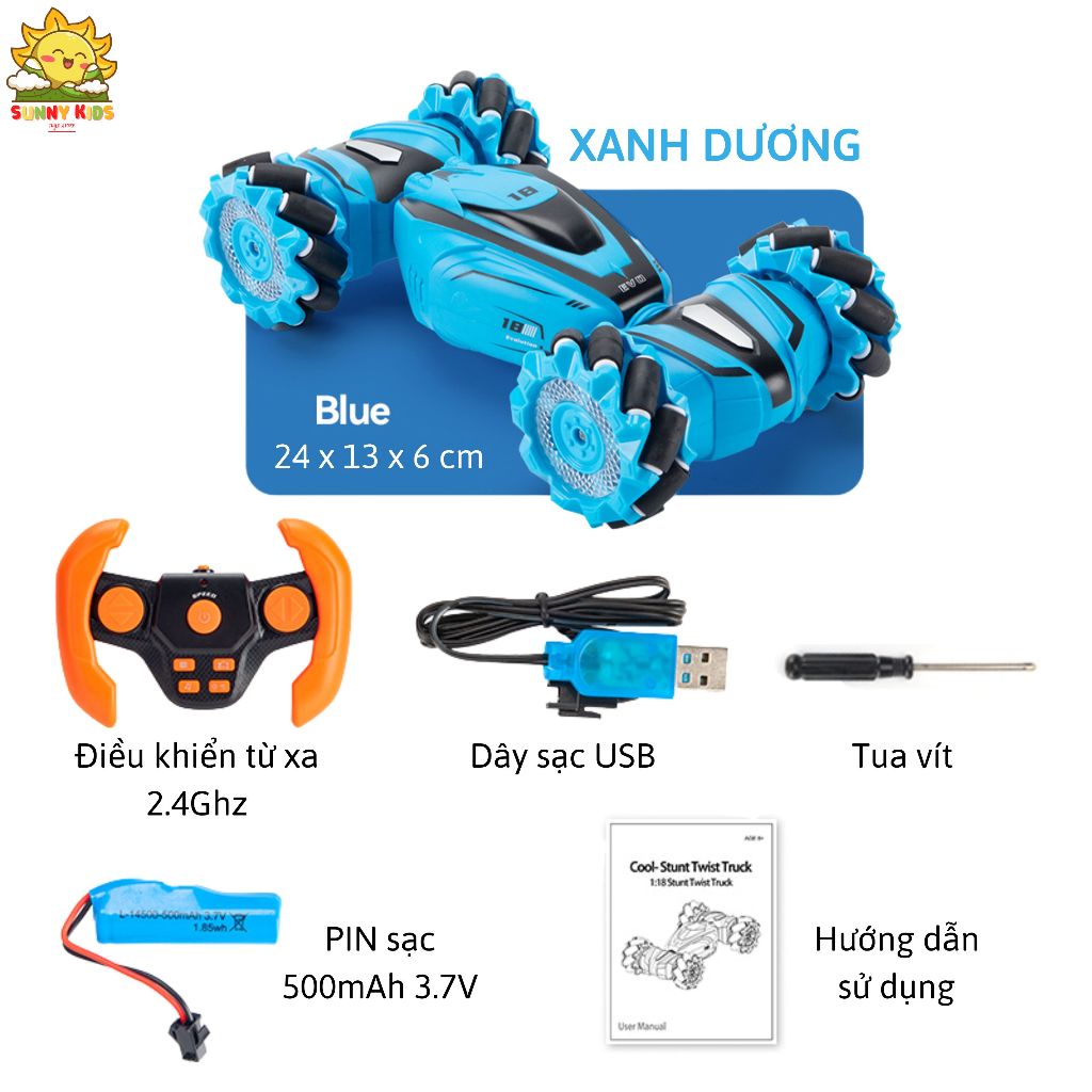 Xe Đồ Chơi Cao Cấp Điều Khiển Từ Xa Stunt Car Q110, Xoay 360 Độ, Âm Nhạc Vui Nhộn, Nâng Hạ Gầm - Sunny Kids