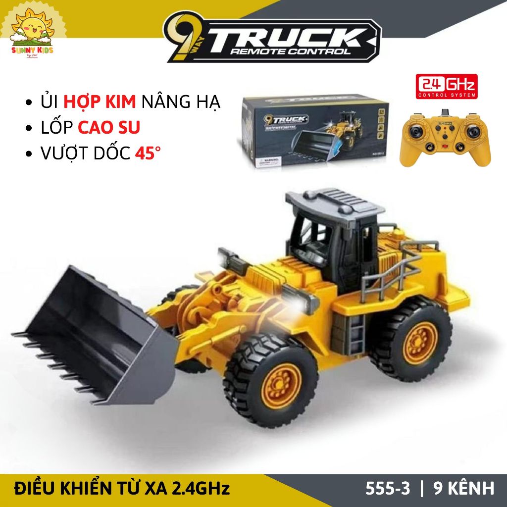 Xe Máy Xúc Đồ Chơi Điều Khiển Từ Xa 11 kênh, Nhiều Chức Năng Tự Động, Phát Nhạc, Gàu Đào Hợp Kim, PIN sạc - Sunny Kids