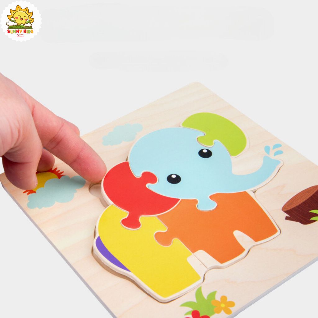 Bộ 5 Và 10 Tấm Tranh Lắp Ghép Bằng Gỗ, Đồ Chơi Gỗ Thông Minh, Bo Tròn Góc Cạnh, Chất Liệu An Toàn Cho Bé - Sunny Kids