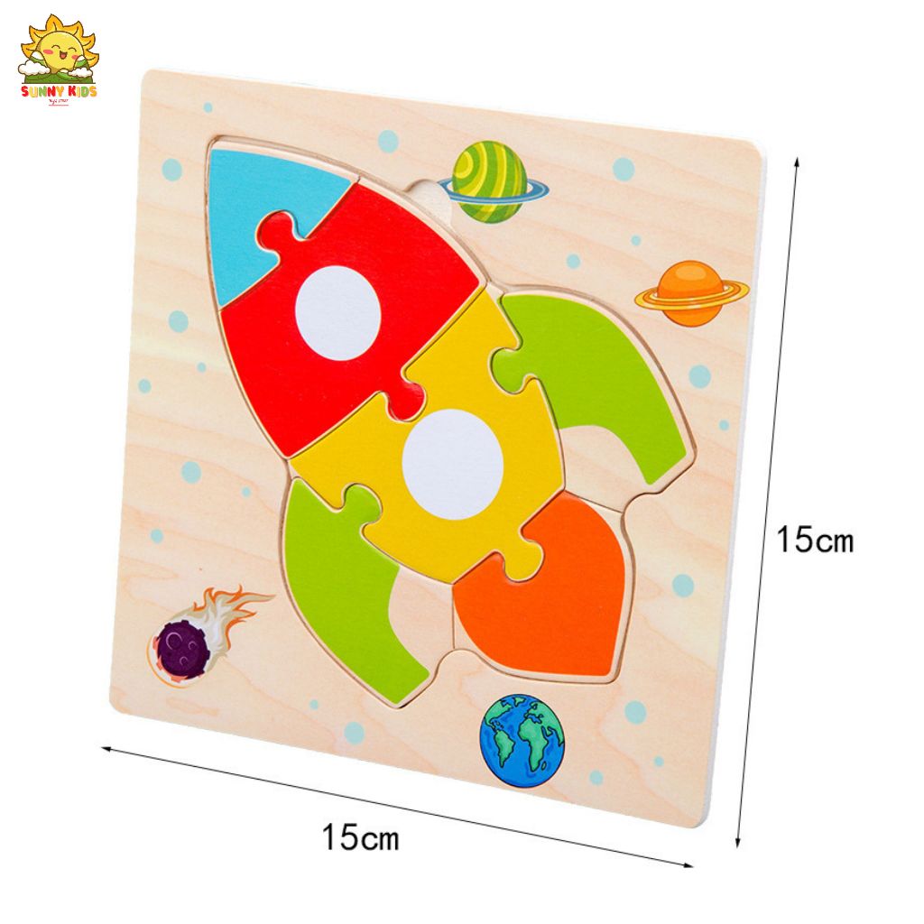 Bộ 5 Và 10 Tấm Tranh Lắp Ghép Bằng Gỗ, Đồ Chơi Gỗ Thông Minh, Bo Tròn Góc Cạnh, Chất Liệu An Toàn Cho Bé - Sunny Kids
