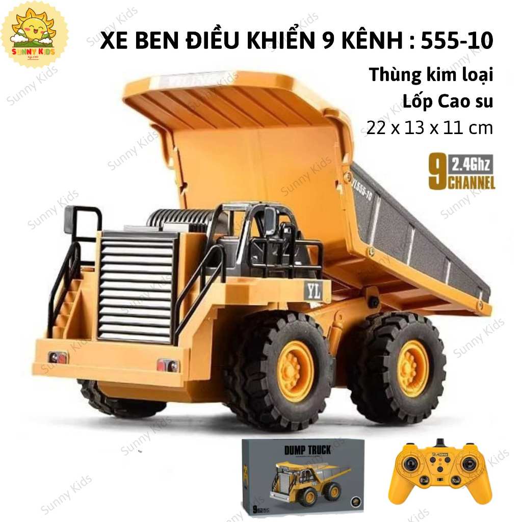 Bộ Đồ Chơi 3 Xe Công Trường Điều Khiển Từ Xa Cao Cấp, Gồm Xe Máy Xúc - Xe Ben - Máy Ủi Nhiều Chức Năng – Sunny Kids