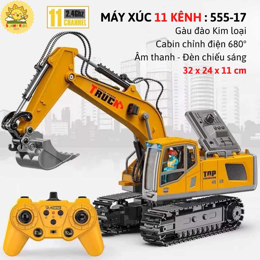 Xe Máy Xúc Đồ Chơi Điều Khiển Từ Xa 11 kênh, Nhiều Chức Năng Tự Động, Phát Nhạc, Gàu Đào Hợp Kim, PIN sạc - Sunny Kids